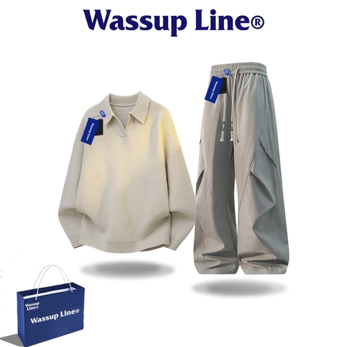 WASSUPLINE潮牌秋男针织两件套