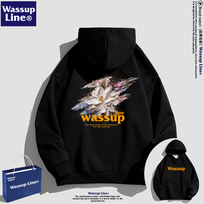 WASSUPLINE潮牌男士连帽卫衣