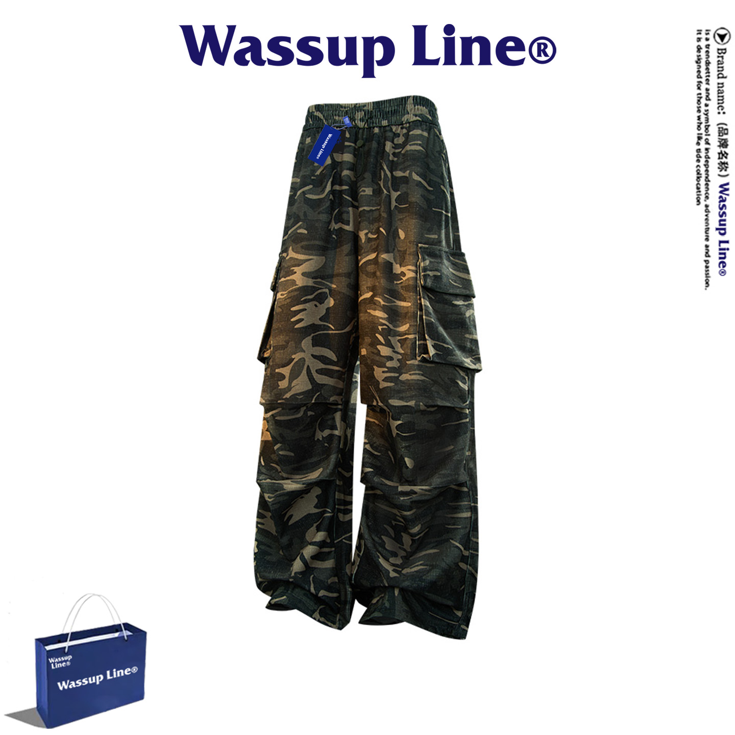 WASSUPLine潮牌灯芯绒休闲裤男