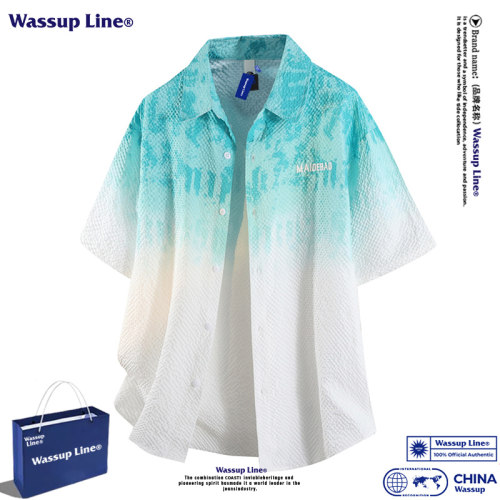 WASSUPLINE渐变短袖衬衫