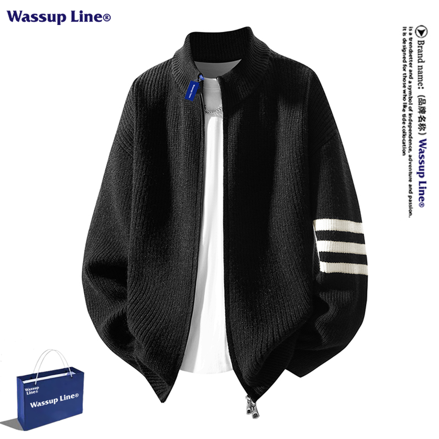 WASSUPLINE美式复古开衫毛衣