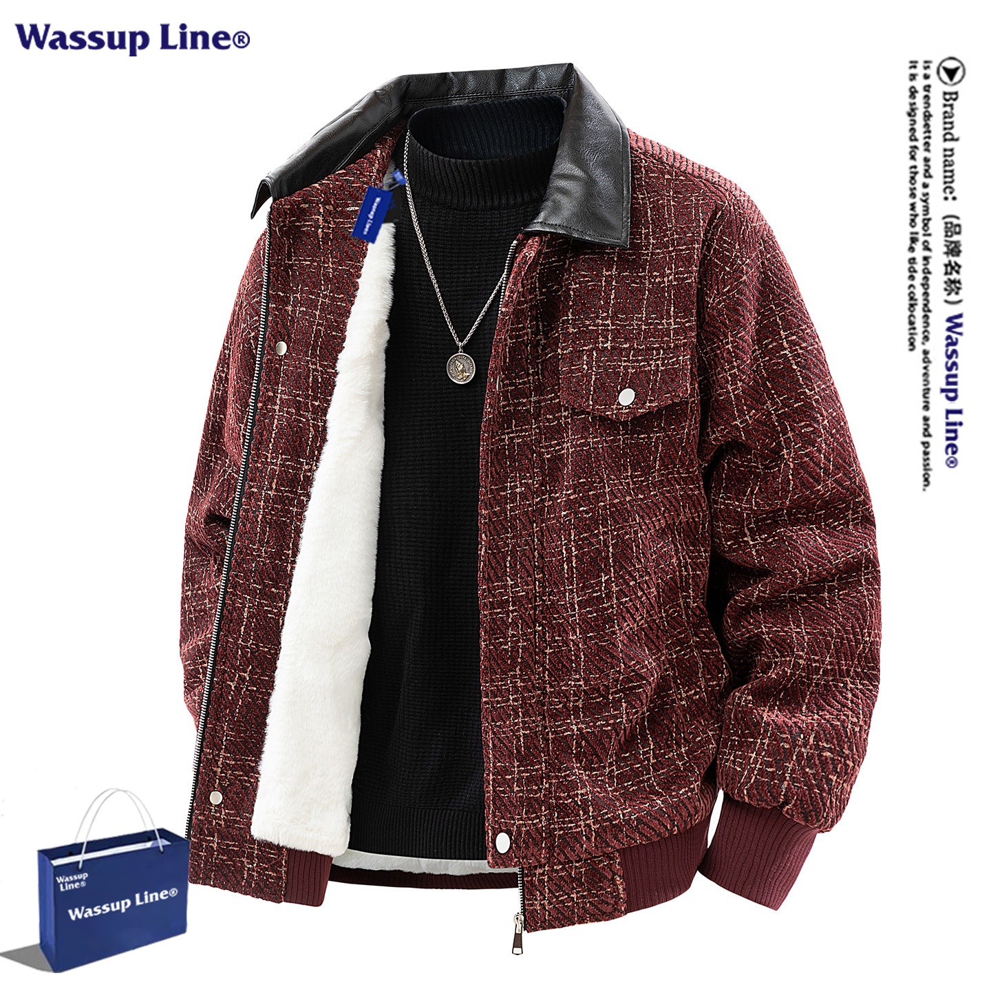 WASSUPLINE潮牌美式加绒夹克