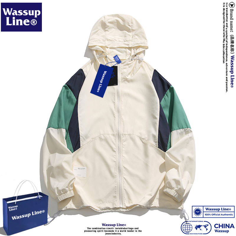WASSUP Line潮牌防晒衣男冰丝夏季拼接外套防紫外线透气皮肤衣男