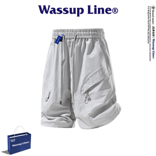 WASSUPLine潮牌宽松五分裤男