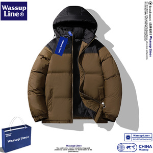 WASSUP Line潮牌棉衣男羽绒棉服男款冬季加厚外套冬装连帽棉袄子