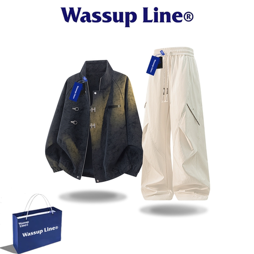 WASSUPLINE潮牌皮衣外套两件套
