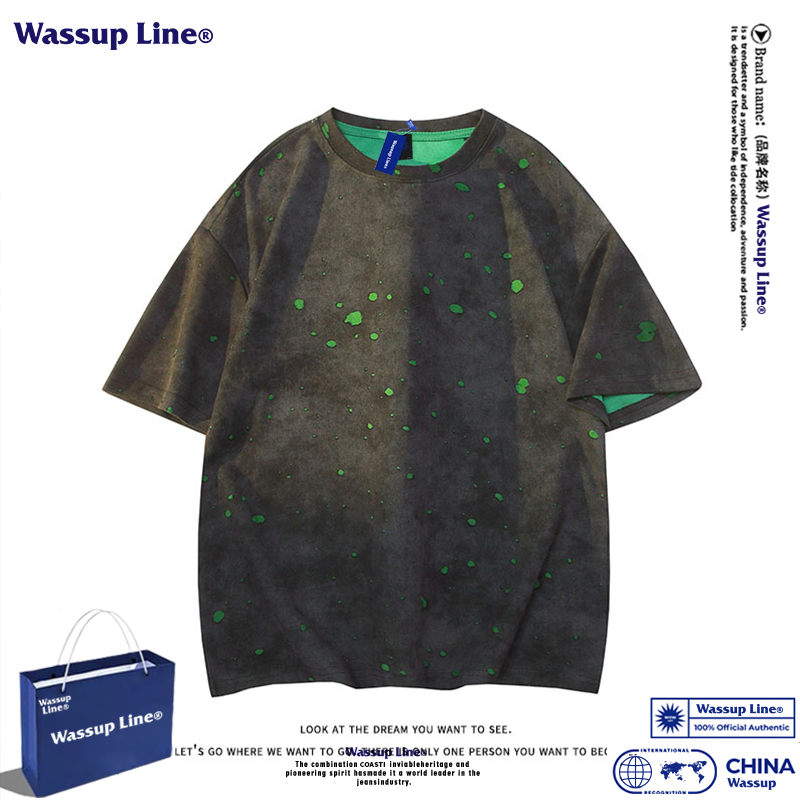 WASSUPLINE夏季重磅圆领短袖T恤