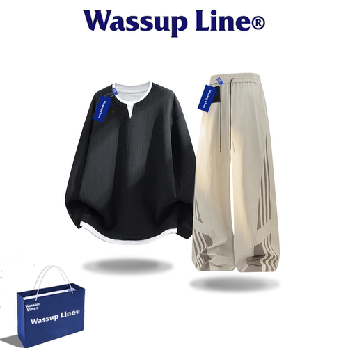WASSUPLINE潮牌卫衣松弛感套装