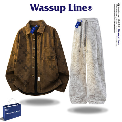 WASSUPLINE潮牌长袖衬衫套装