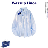 WASSUP 宽松休闲百搭衬衣 男春季 Line潮牌日系条纹翻领长袖 衬衫
