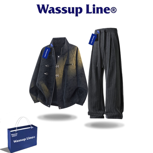 WASSUPLINE潮牌皮衣外套两件套