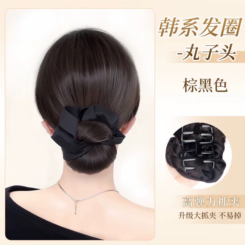 短发留长过渡发夹丸子头假发抓夹女仿真发花苞头盘发神器发饰