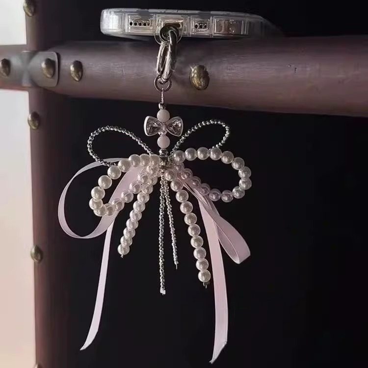 甜美芭蕾风粉色蝴蝶结珍珠手机链女韩系ins风挂件饰品2025年新款,3C数码配件,手机挂件/手机链,淘宝优惠券,粉丝福利购,淘宝优惠卷
