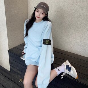 韩国正品！25SS新款刺绣土星情侣长袖毛衣潮牌宽松重磅中长款上衣