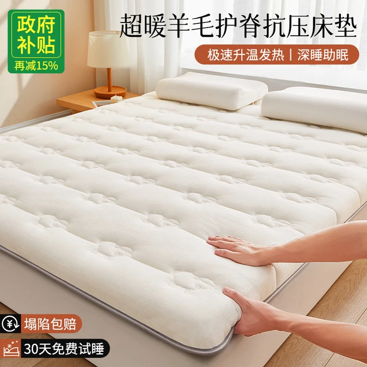 羊毛床垫软垫家用卧室床褥垫子冬季加厚保暖抗压牛奶绒褥子,床上用品,床垫/床褥/床护垫/榻榻米床垫,淘宝优惠券,粉丝福利购,淘宝优惠卷