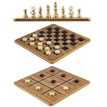 checkers chess tic-tac-toe game set 11.5 x 11.5 double