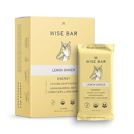 Wise Bar Adaptogen Mushroom Nutrition Bars | Lemon Ginger