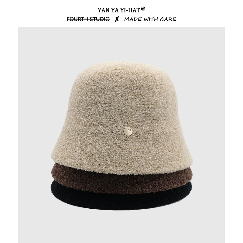 羊毛渔夫帽女秋冬保暖护耳显脸小