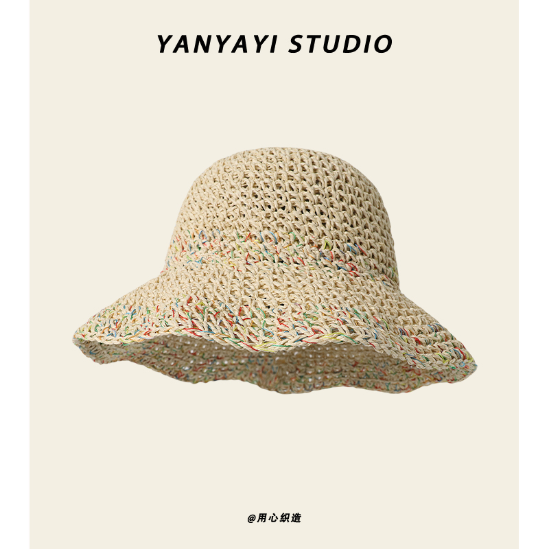 颜娅怡法式镂空草编渔夫帽