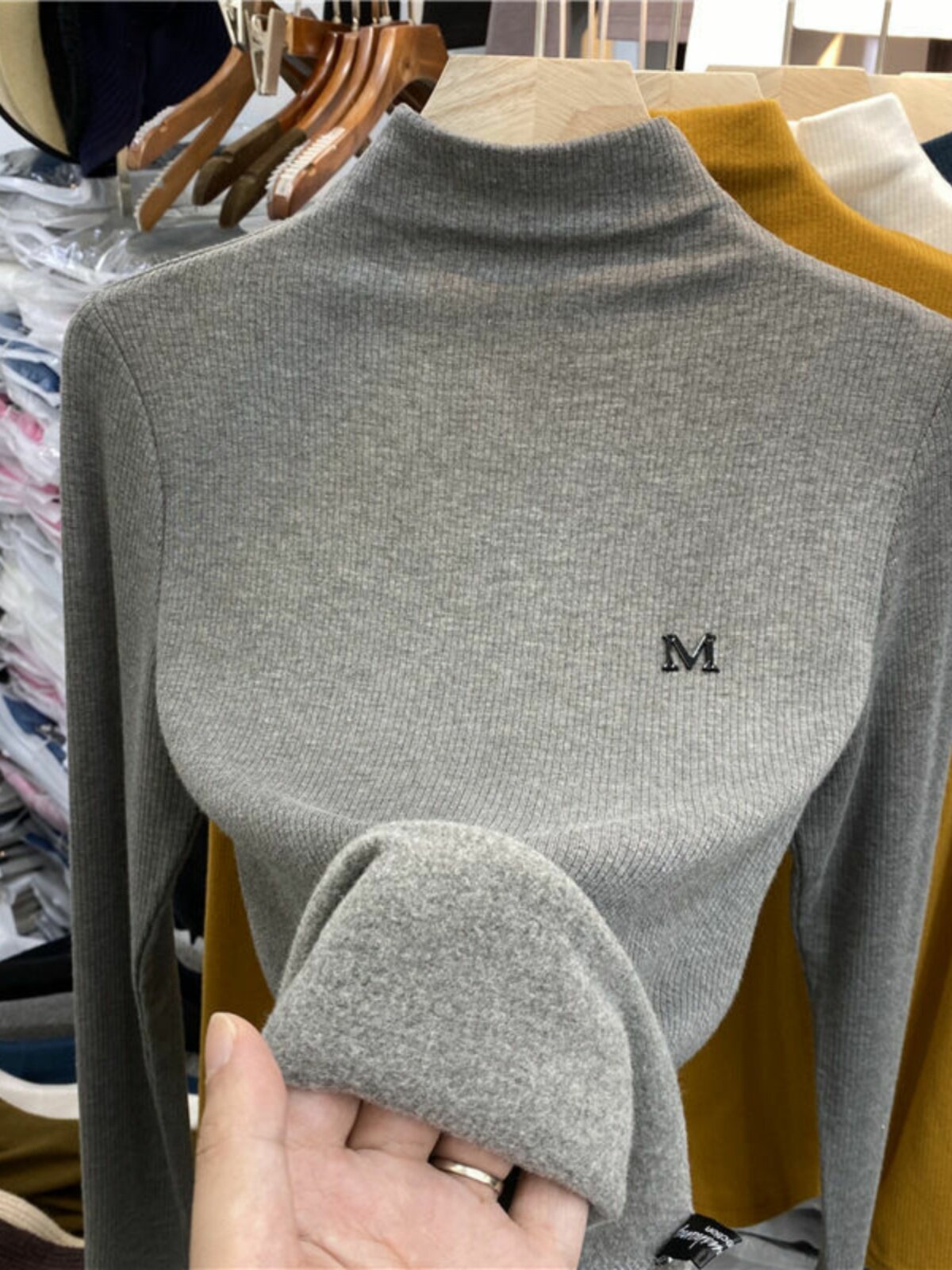 하프 터틀넥 모달 플러스 벨벳 따뜻한 문자 여성용 긴팔 티셔츠 가을 겨울 새 스타일 내부 바닥 셔츠 탑 트렌드