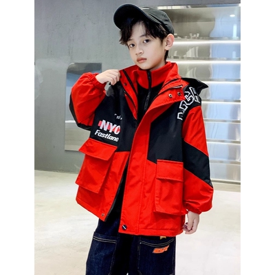 男童冲锋衣秋装2025新款儿童可拆卸三合一秋冬季加绒加厚大童上衣