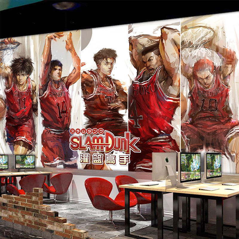 日漫灌篮高手墙纸日本动漫海报壁画ktv酒吧包间篮球场健身房壁纸