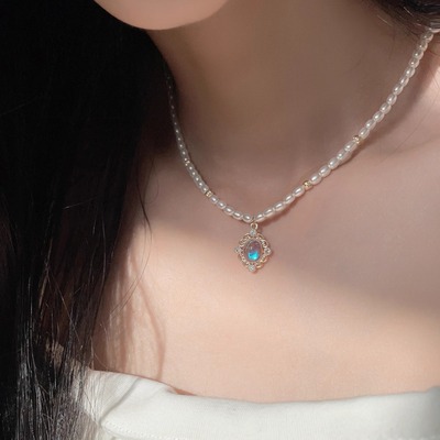 鲛人语/德鲁纳之泪 原创渐变珍珠项链轻奢极光精致高级颈链吊坠