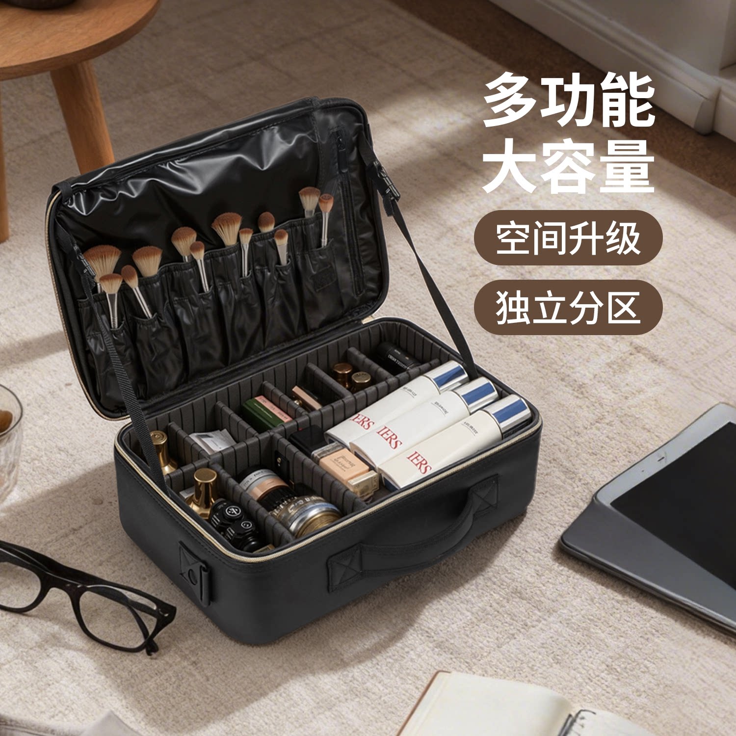 手提化妆包多功能旅行包女士短途轻便大容量收纳包旅游可挂行李箱图片