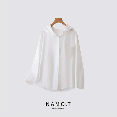 【妮妮推荐】NAMO.T天丝醋酸亚麻连帽长袖衬衫NI309C576