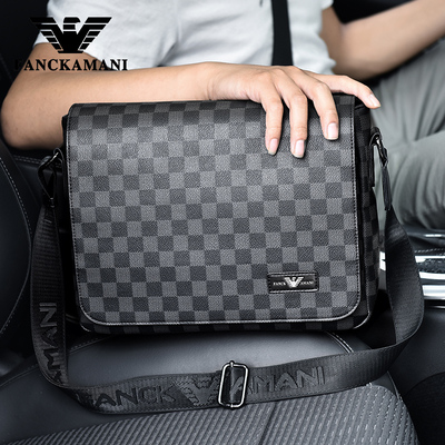 &2025品牌新款男士格纹斜挎包男款大容量背包单肩包斜挎旅行包