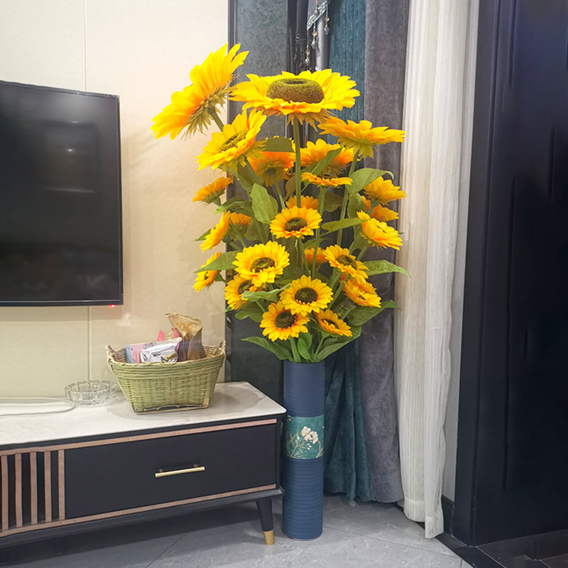 向日葵彷真花假花摆件干 干燥花花束装饰大高枝向日葵客厅摆设花