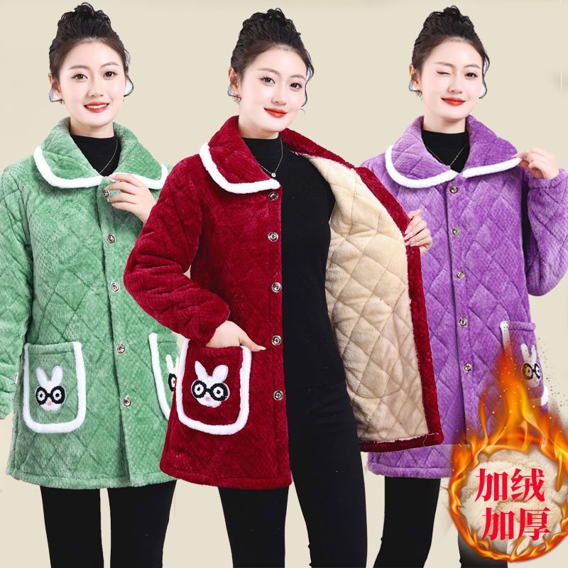 四川省服加棉罩衣女外穿冬季新款加绒加厚保暖长棉衣裙外套工作服
