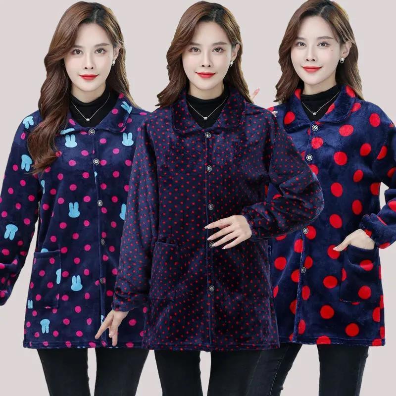 四川省服冬季法兰绒罩衣成人女长袖加绒加厚妈妈装时尚外套工作服