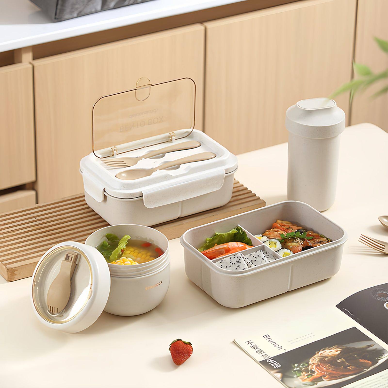 爱优汇饭盒可微波炉上班族便当盒女生轻食分隔午餐盒学生汤杯水杯,餐饮具,保鲜盒,淘宝优惠券,粉丝福利购,淘宝优惠卷