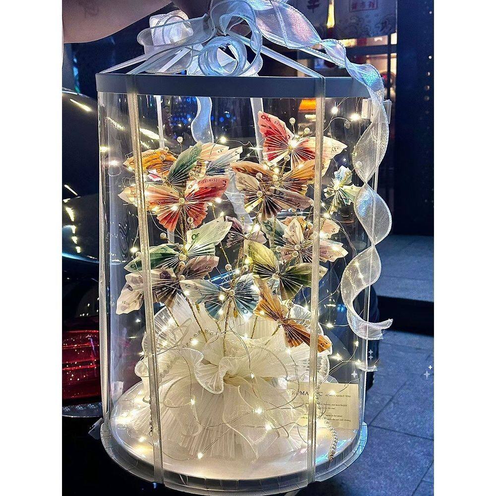 蝴蝶有钱花手工diy礼盒材料包蛋糕盒生日礼物折蛋糕礼盒有钱花束