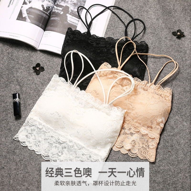 薄款美背蕾丝吊带裹胸女 内搭外穿无钢圈防走光打底大码抹胸背心