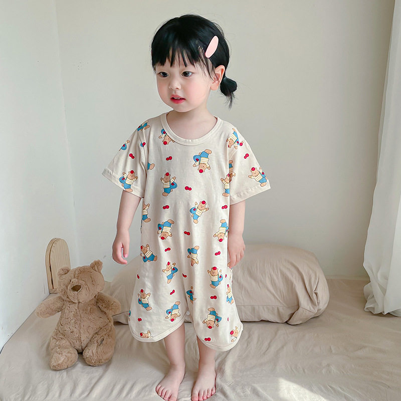 2026新款夏季女童睡裙纯棉连体衣儿童睡衣全棉宝宝家居服全棉女孩