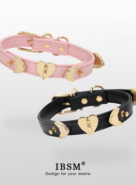 爱心柔软舒适皮革颈环可爱性感项圈女m定制刻字牵引绳puppy