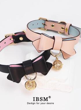 蝴蝶结项圈Lolita铃铛手环脚环女m皮革颈环puppy牵引绳定制刻字
