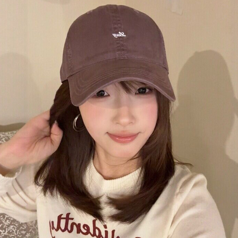 韩系简约刺绣鸭舌帽子女款春夏季大头围显脸小防晒帽百搭棒球帽男