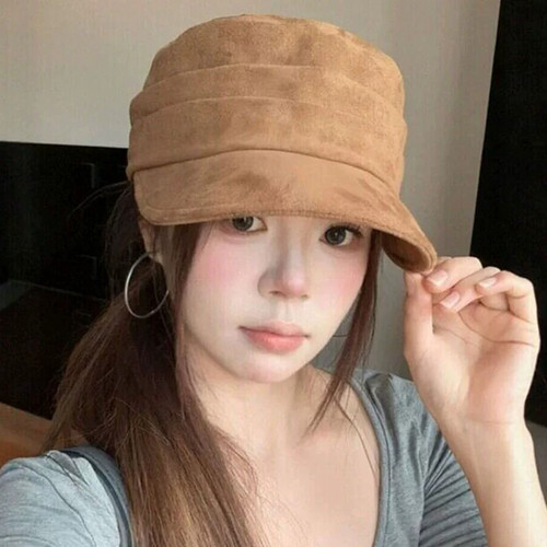 秋冬日系复古麂皮显脸小马术帽女