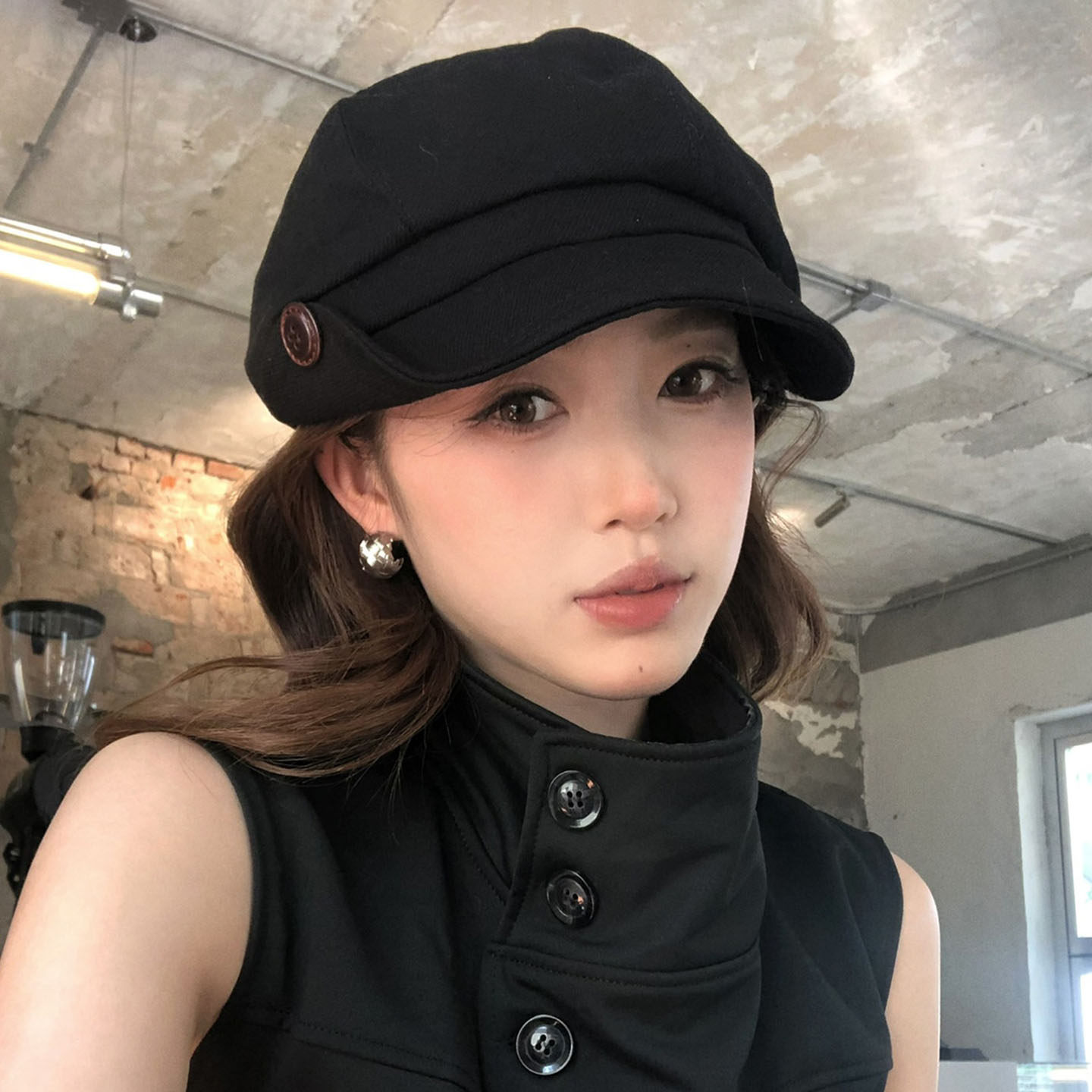 日系纽扣八角贝雷帽女显脸小