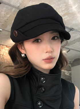 日系纽扣八角贝雷帽女显脸小