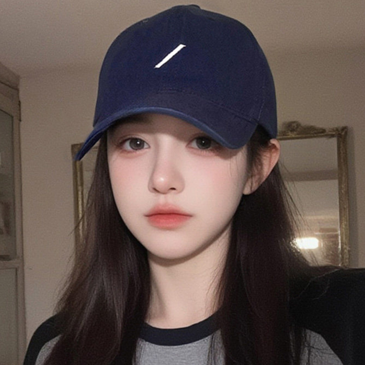 藏青色斜杠刺绣鸭舌帽子女春秋季韩版新款时尚百搭大头围棒球帽男,服饰配件/皮带/帽子/围巾,帽子,淘宝优惠券,粉丝福利购,淘宝优惠卷