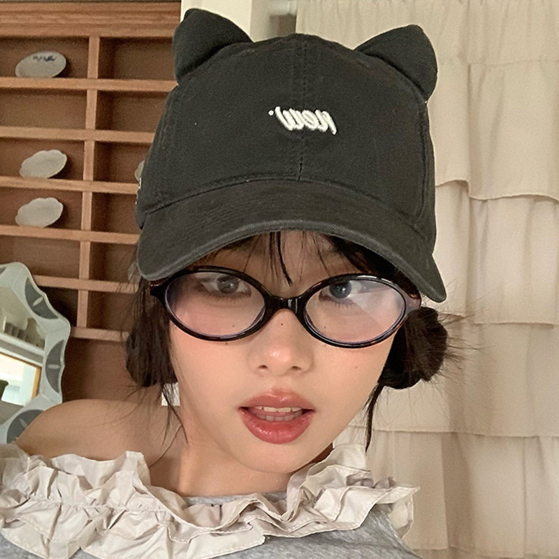 韩系ins可爱猫耳鸭舌帽子女春季休闲日常通勤百搭显脸小棒球帽潮,服饰配件/皮带/帽子/围巾,帽子,淘宝优惠券,粉丝福利购,淘宝优惠卷
