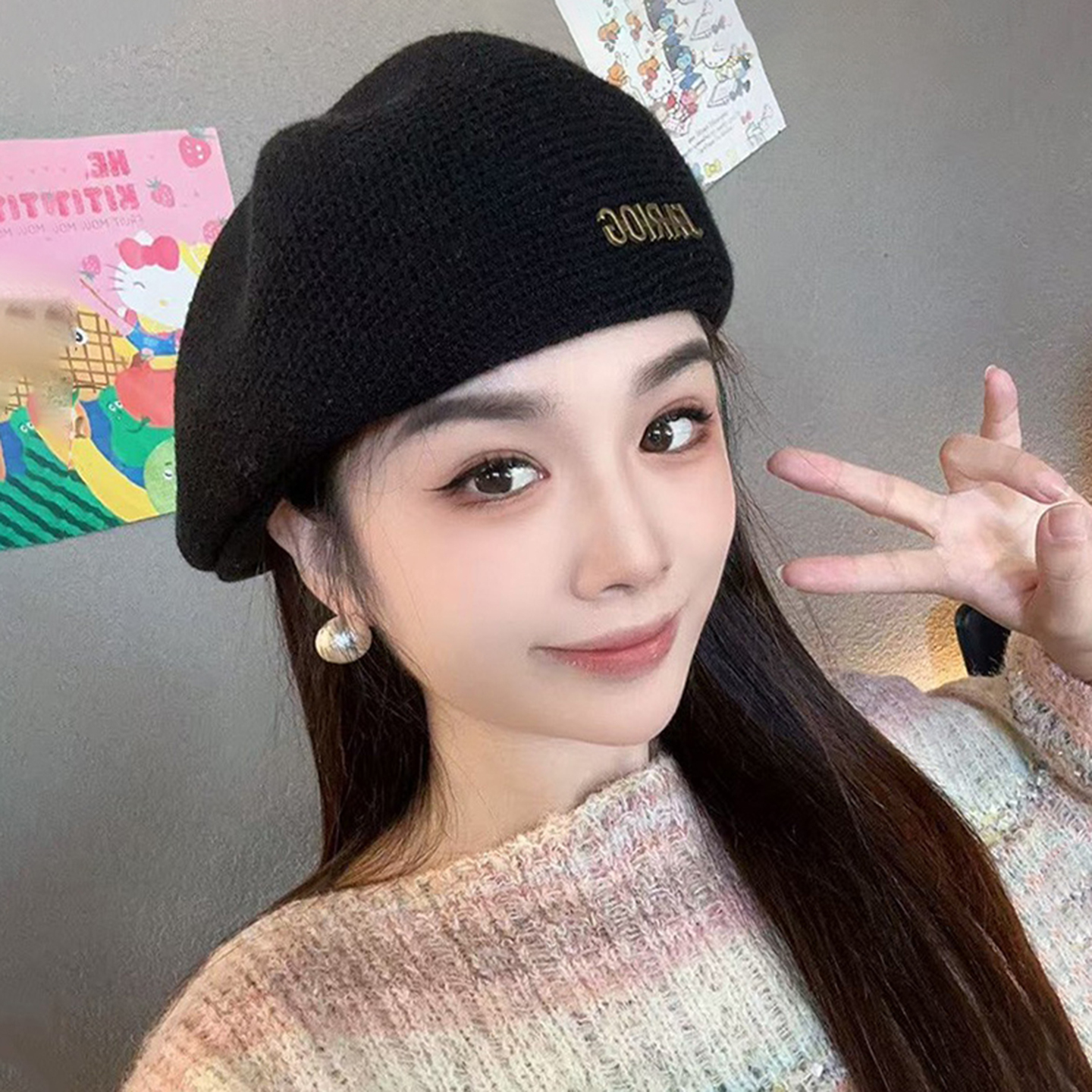 英伦复古正反两戴贝雷帽子女秋冬