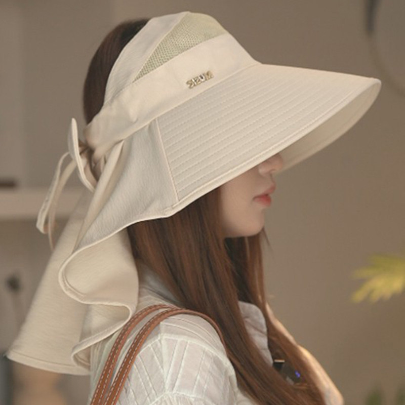 夏季空顶护颈大檐防晒遮阳帽女