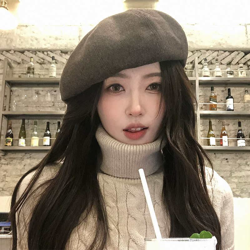 日系简约纯色显脸小百搭贝雷帽