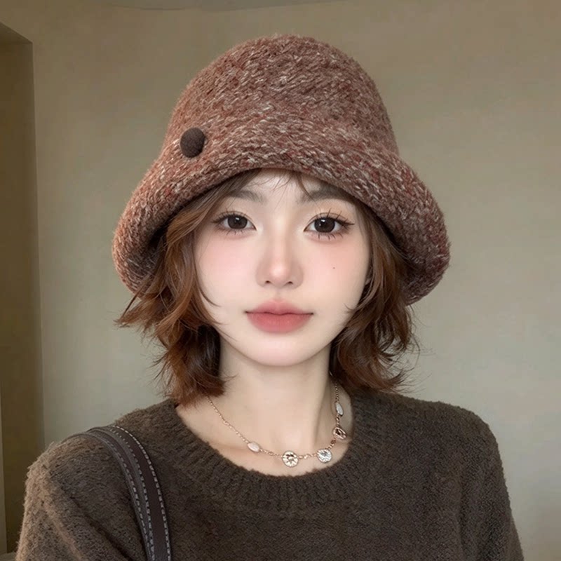 秋冬日系羊毛渔夫帽女显脸小
