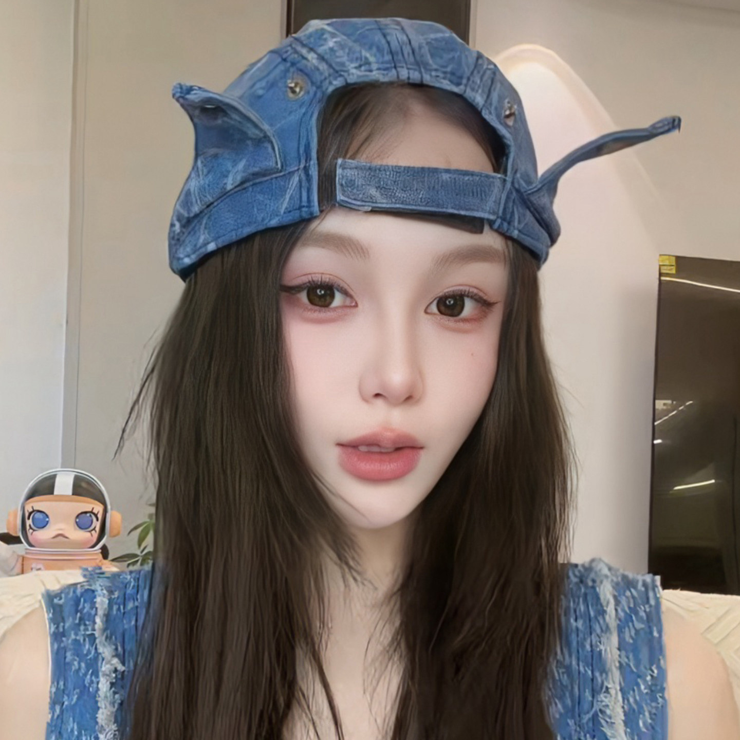 复古牛仔重工水洗遮阳显脸小鸭舌